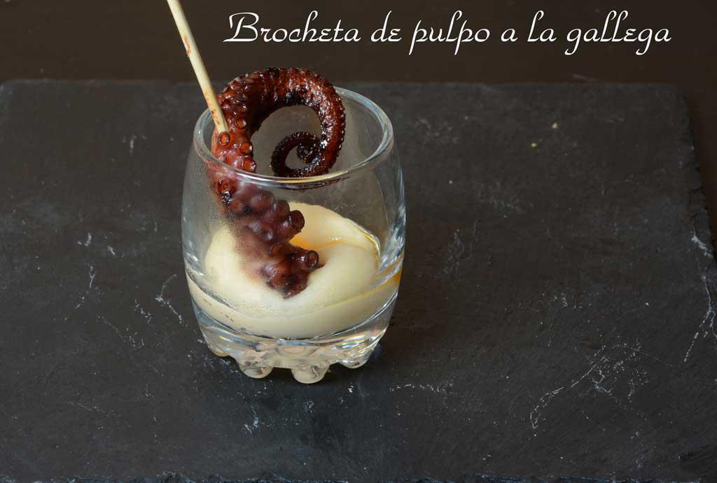 Aperitivos de boda. Brocheta de pulpo a la gallega
