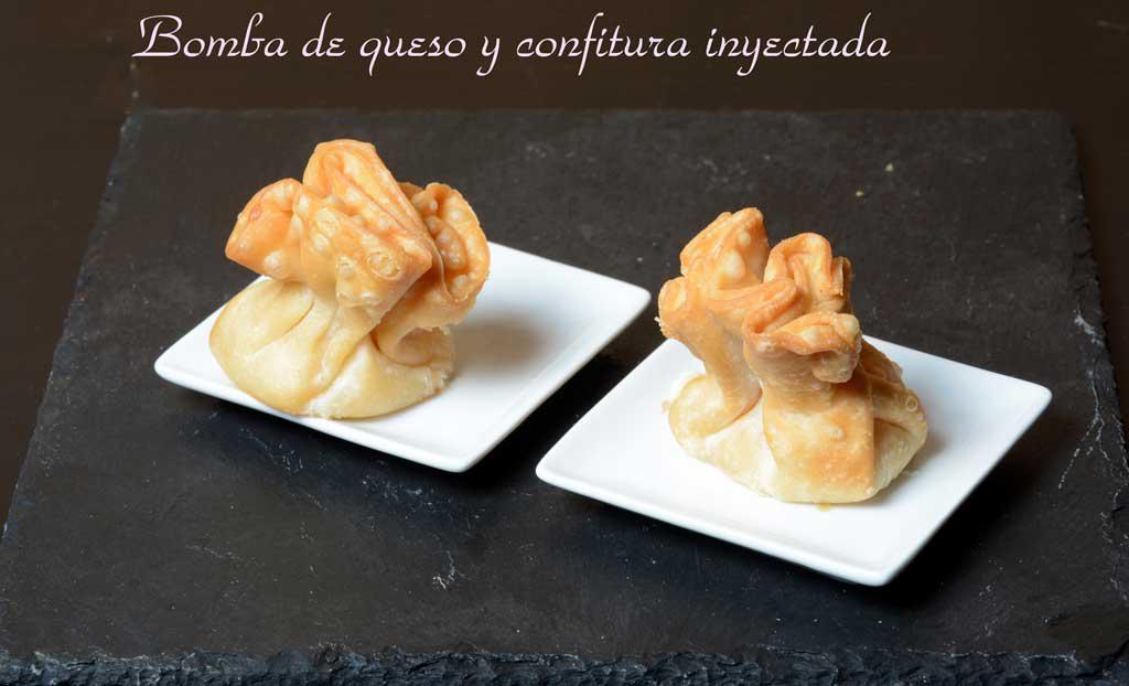 Aperitivos de boda. Bomba de queso y confitura