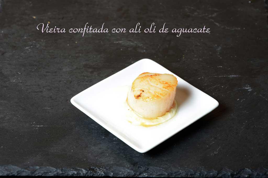 Aperitivos de boda. Vieira confitada