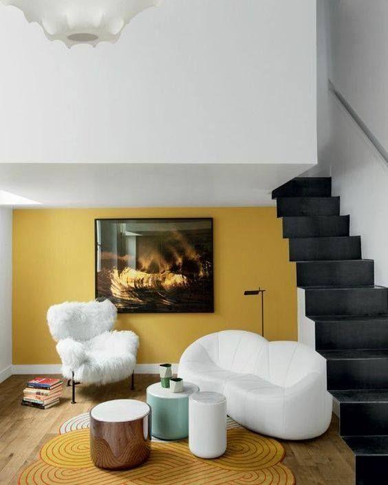 decoralinks | combinaciones color antidrepresivas - pared amarillo mostaza en salon