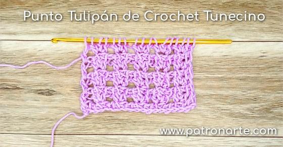 Punto Tunecino Calado Tulipán de Crochet Tunecino