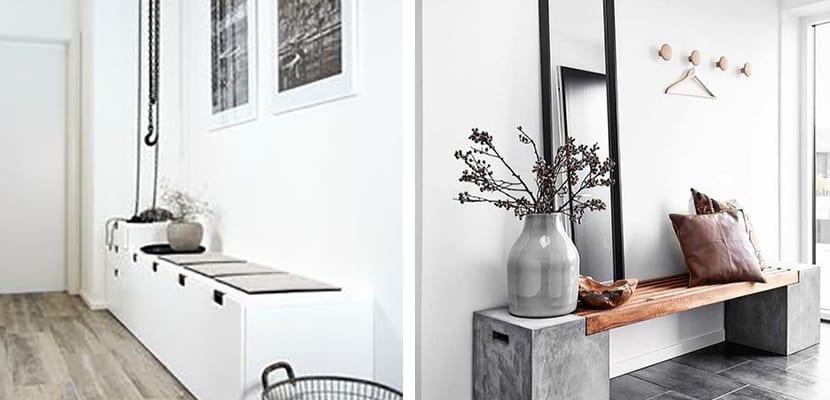 Bancos en la entrada