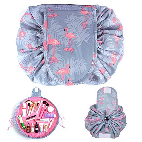 Dokpav Flamenco Bolsa de Cosméticos Maquillaje, para Señoras Perezosas, Viaje Bolsas de aseo con el lazo de la bolsa bolsa de Organizador almacenamiento de maquillaje del bolso para Viaje Diario (B)