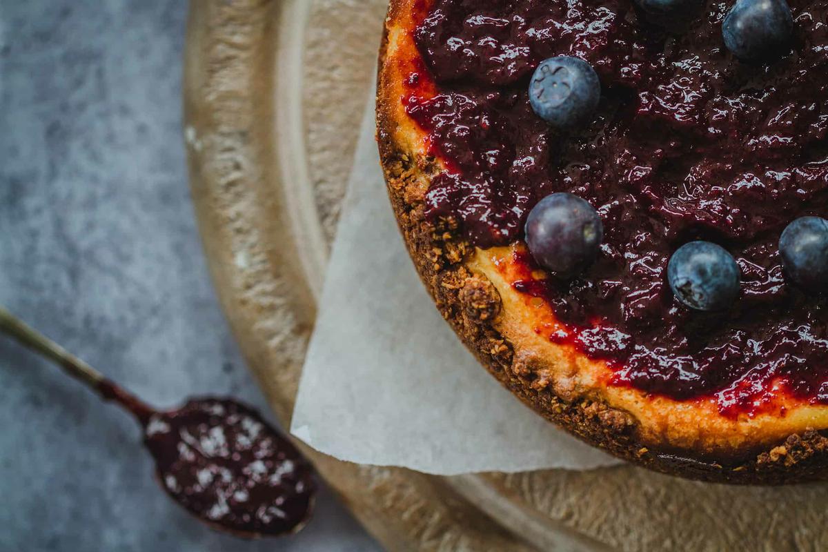 receta de cheesecake con mermelada de arandanos