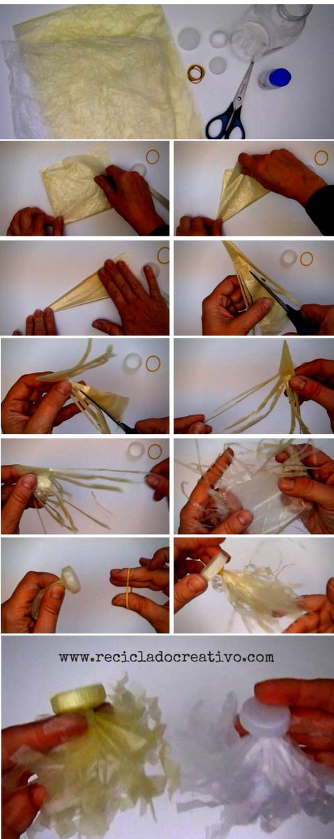 paso a paso medusa con bolsas de plástico