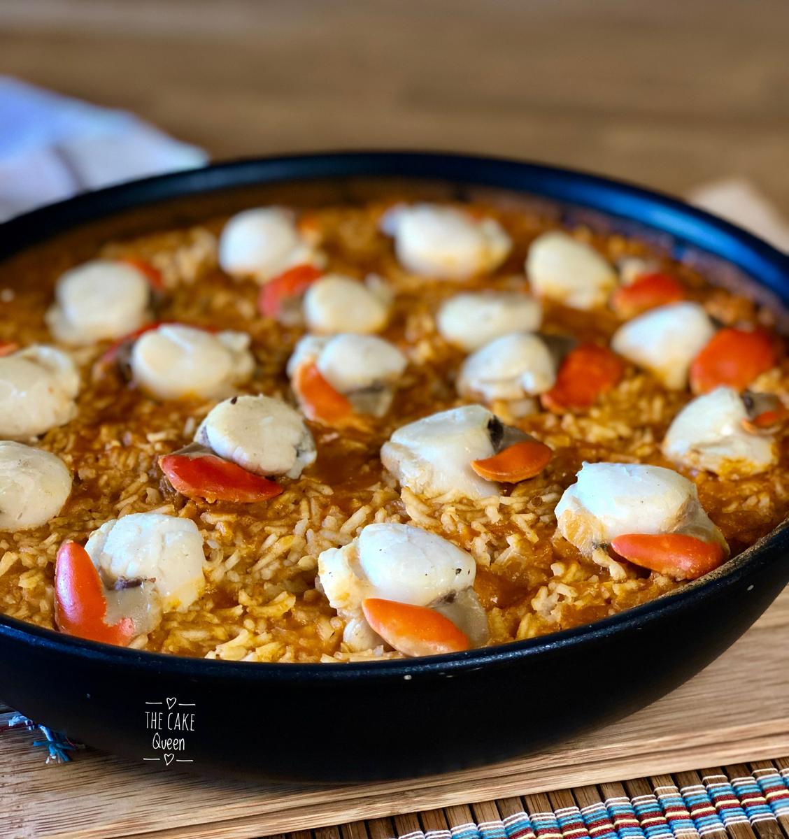 Paella de vieiras 