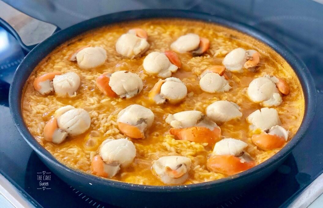 Paella de vieiras 