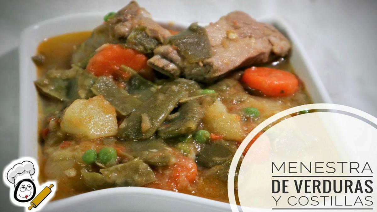 Menestra de verduras y costilla en Thermomix