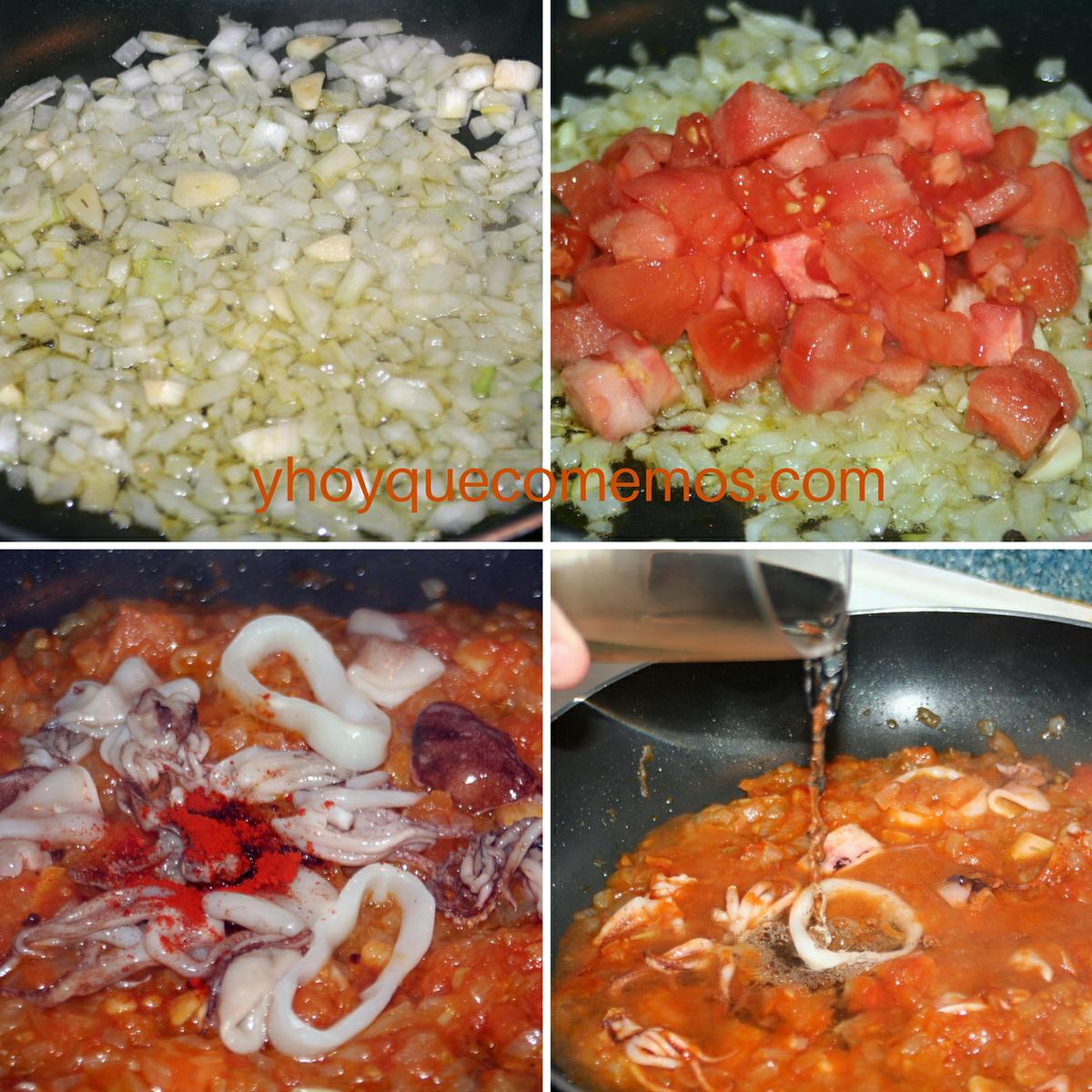 agregar los chipirones y el tomate