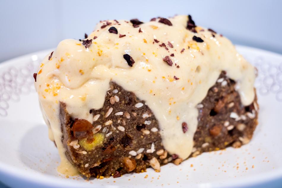 Desayuno con polenta. Variante con helado de plátano