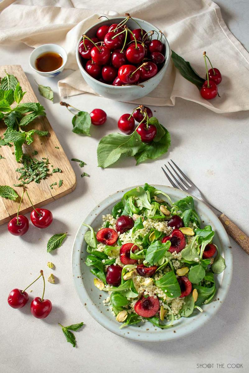 Ensalada de cerezas y pistachos