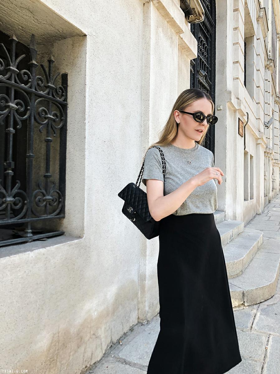 Trini | The Row skirt Manolo Blahnik heels