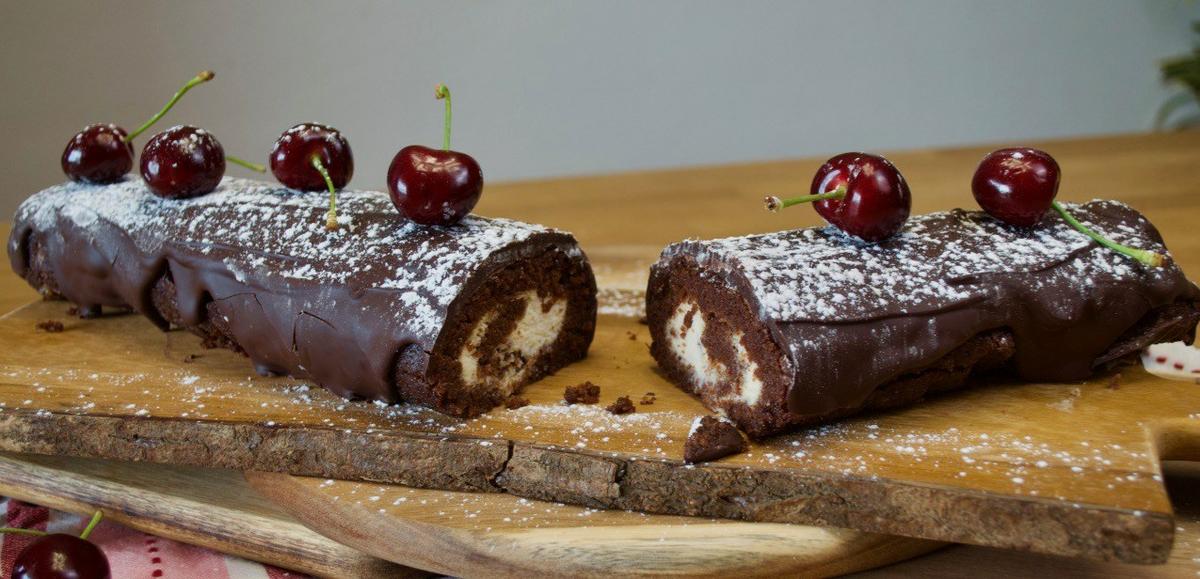 Rollo de chocolate y vainilla 