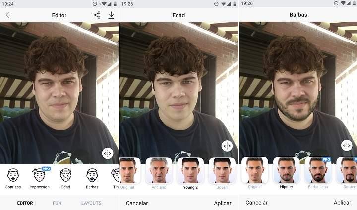 Aplicacion con filtros que aplican algoritmos e inteligencia artificial para mostrarnos como a una persona mayor o anciano