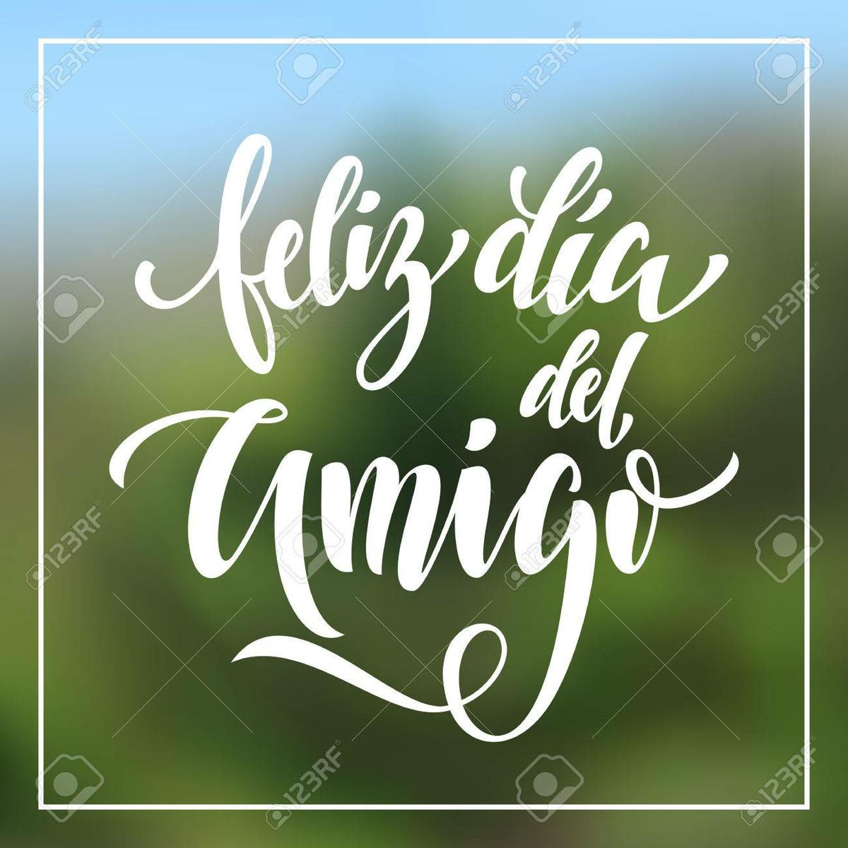 Feliz Dia del Amigo. Friendship Day greeting card in Spanish