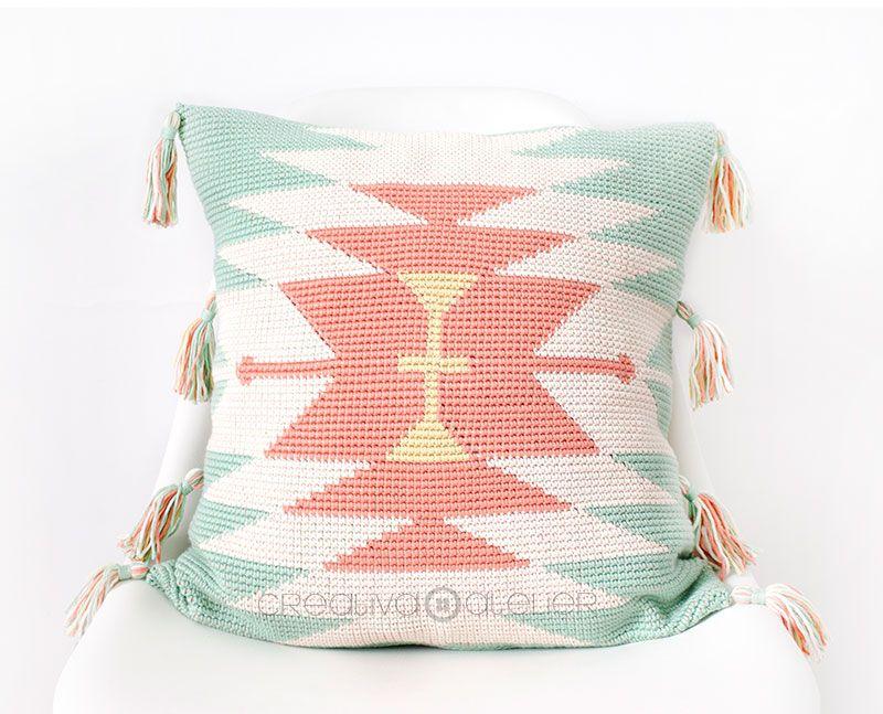 Cómo tejer un cojín Tapestry ETNIC de crochet- Patrón y Tutorial