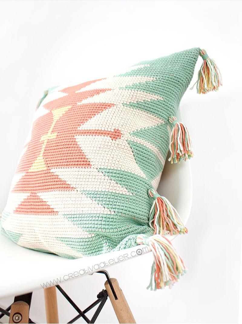 Cómo tejer un cojín Tapestry ETNIC de crochet- Patrón y Tutorial