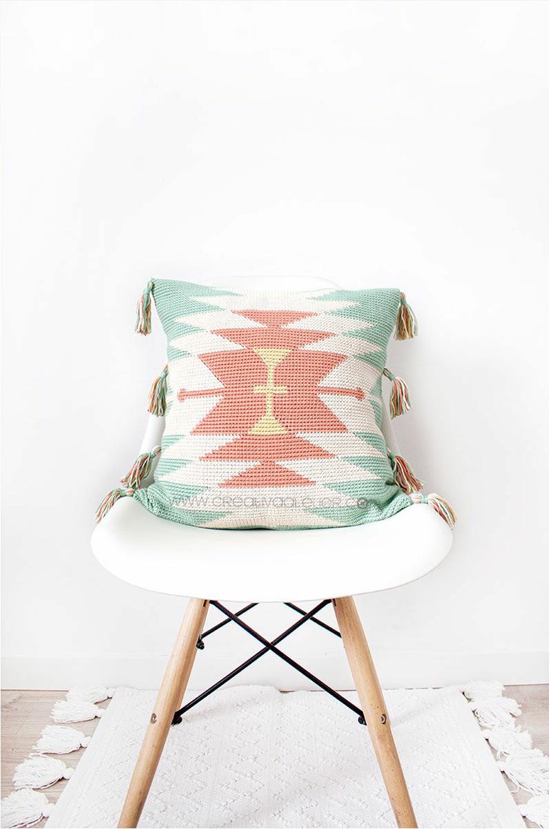 Cómo tejer un cojín Tapestry ETNIC de crochet- Patrón y Tutorial