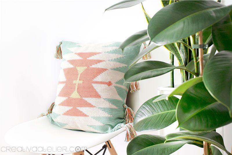 Cómo tejer un cojín Tapestry ETNIC de crochet- Patrón y Tutorial