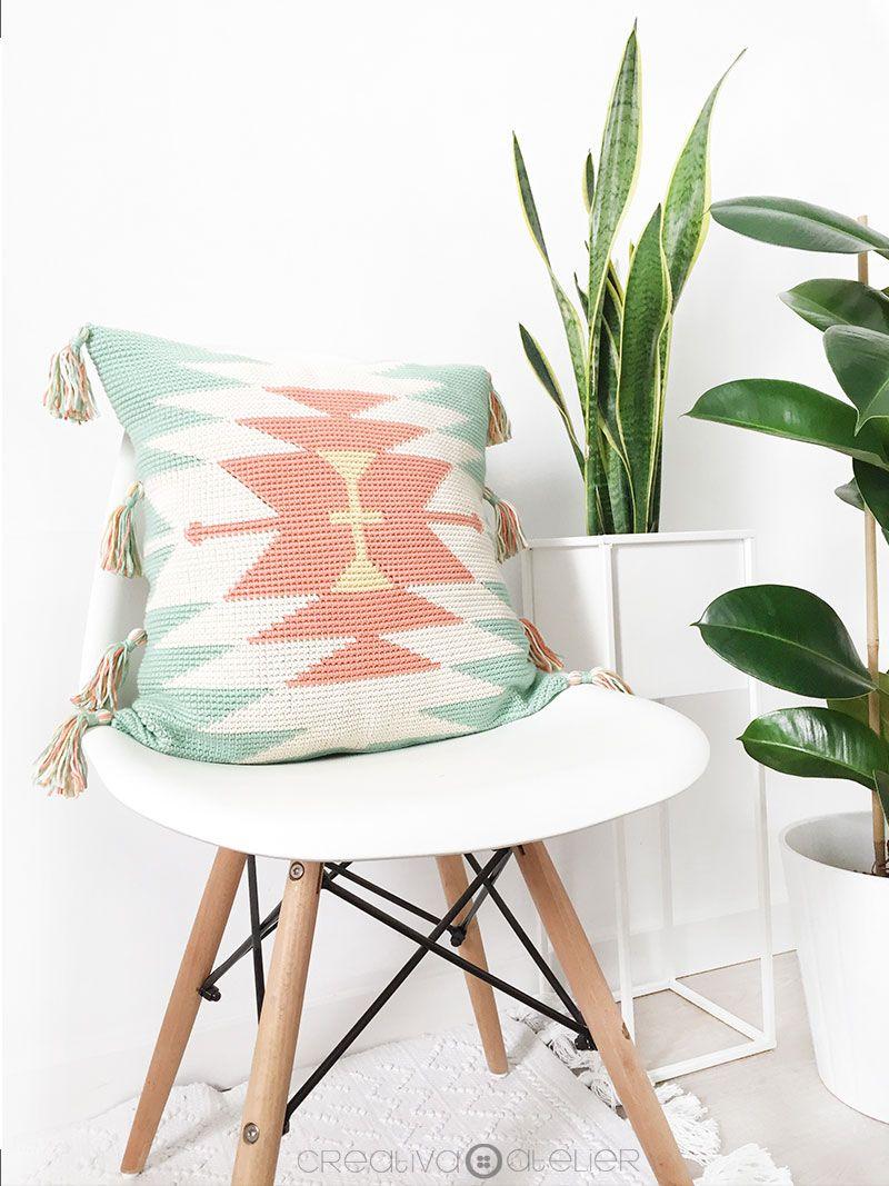 Cómo tejer un cojín Tapestry ETNIC de crochet- Patrón y Tutorial