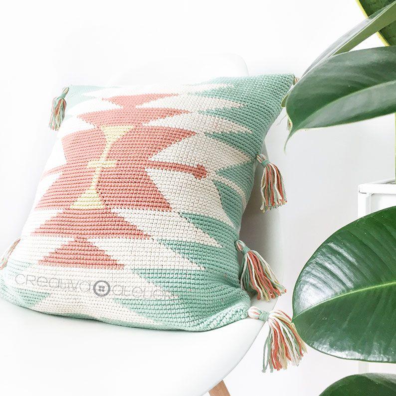 Cómo tejer un cojín Tapestry ETNIC de crochet- Patrón y Tutorial