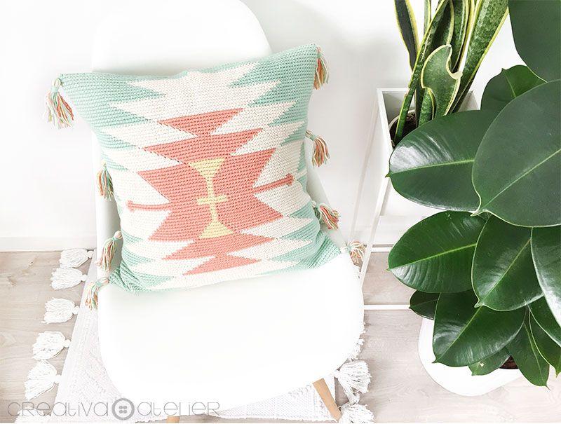 Cómo tejer un cojín Tapestry ETNIC de crochet- Patrón y Tutorial