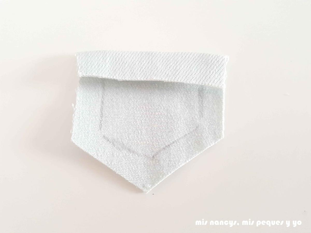 mis nancys, mis peques y yo, tutorial short vaquero para Nancy (patron gratis), doblar parte superior bolsillos