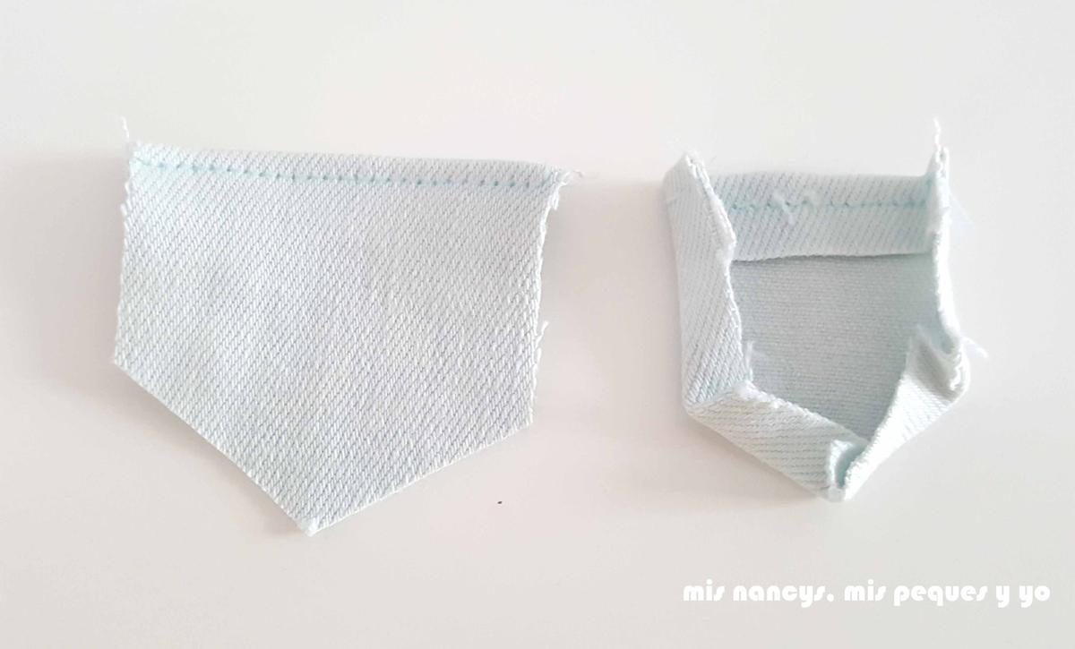 mis nancys, mis peques y yo, tutorial short vaquero para Nancy (patron gratis), marcar con la plancha las dobleces bolsillos