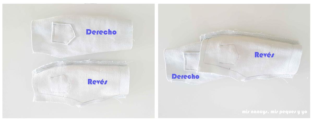 mis nancys, mis peques y yo, tutorial short vaquero para Nancy (patron gratis), introducir pernera del derecho en la del reves
