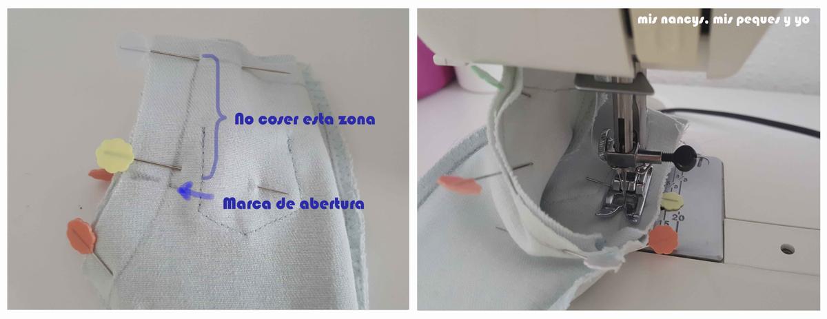 mis nancys, mis peques y yo, tutorial short vaquero para Nancy (patron gratis), pasar pespunte a la sisa
