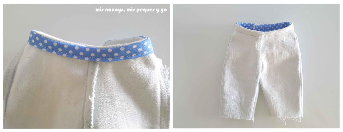 mis nancys, mis peques y yo, tutorial short vaquero para Nancy (patron gratis), cinturilla terminada