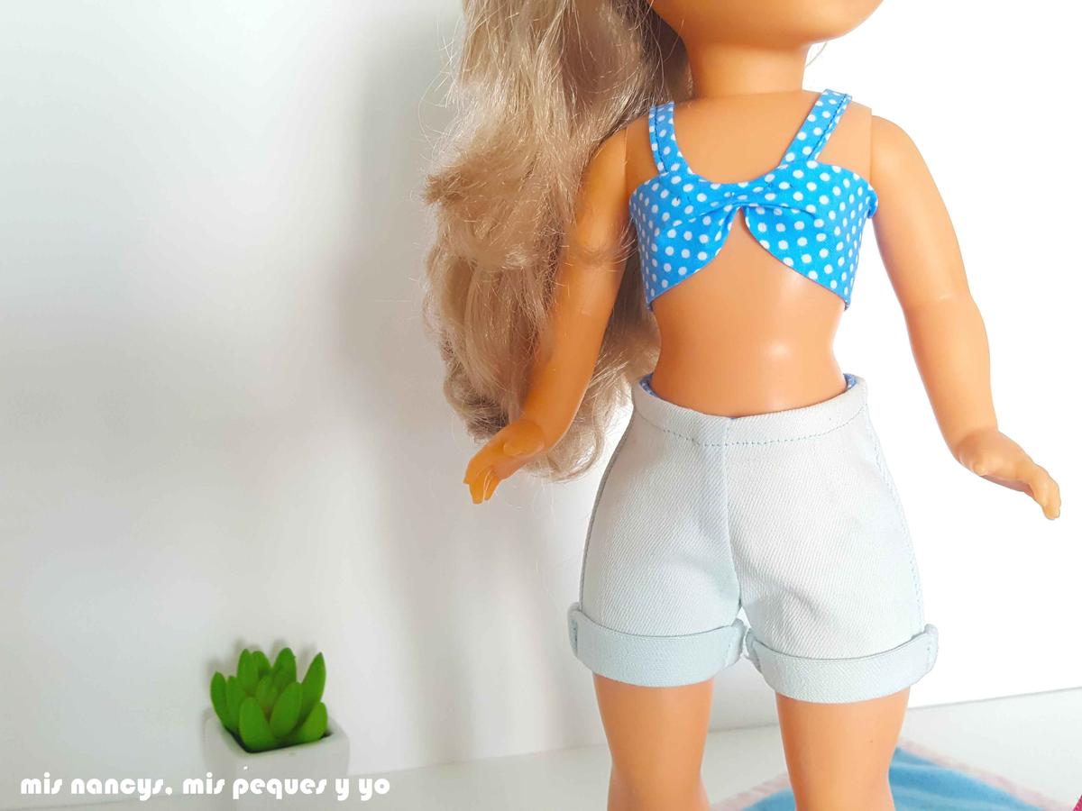 mis nancys, mis peques y yo, tutorial short vaquero para Nancy (patron gratis), detalle short vaquero