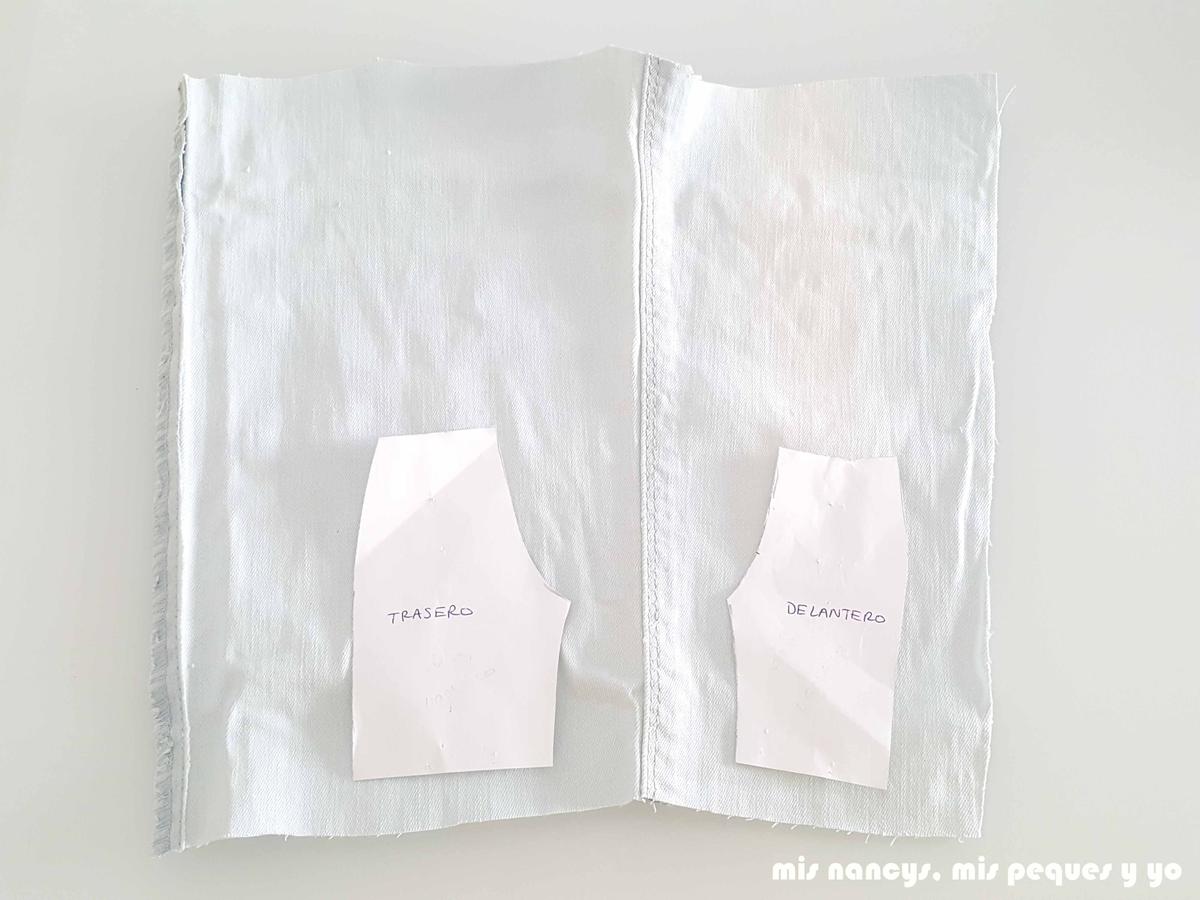 mis nancys, mis peques y yo, tutorial short vaquero para Nancy (patron gratis), marcar el patron sobre la tela