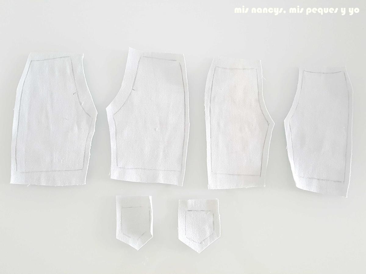 mis nancys, mis peques y yo, tutorial short vaquero para Nancy (patron gratis), cortar la tela dejando margen costura