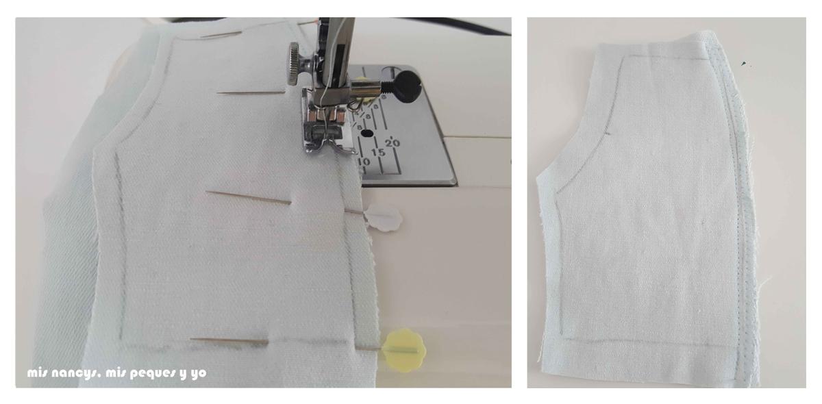 mis nancys, mis peques y yo, tutorial short vaquero para Nancy (patron gratis), coser con un pespunte