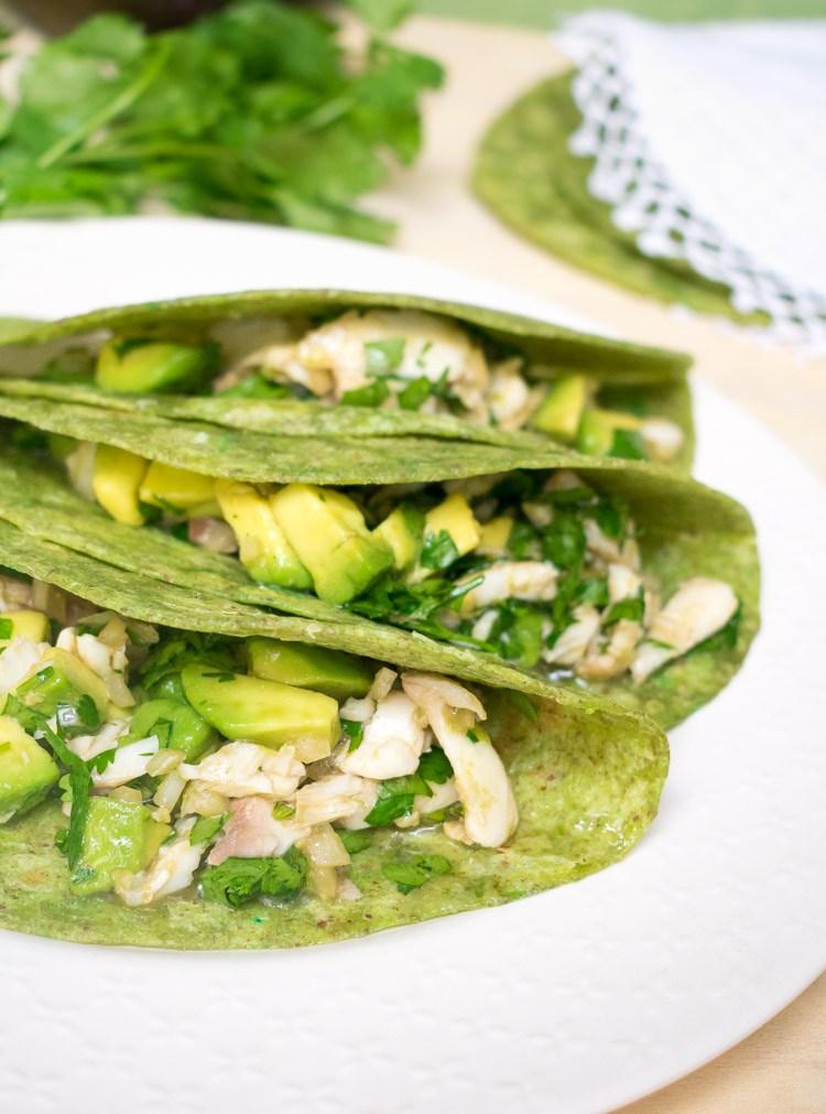 Tacos de salpicón de pescado en Maria Orsini