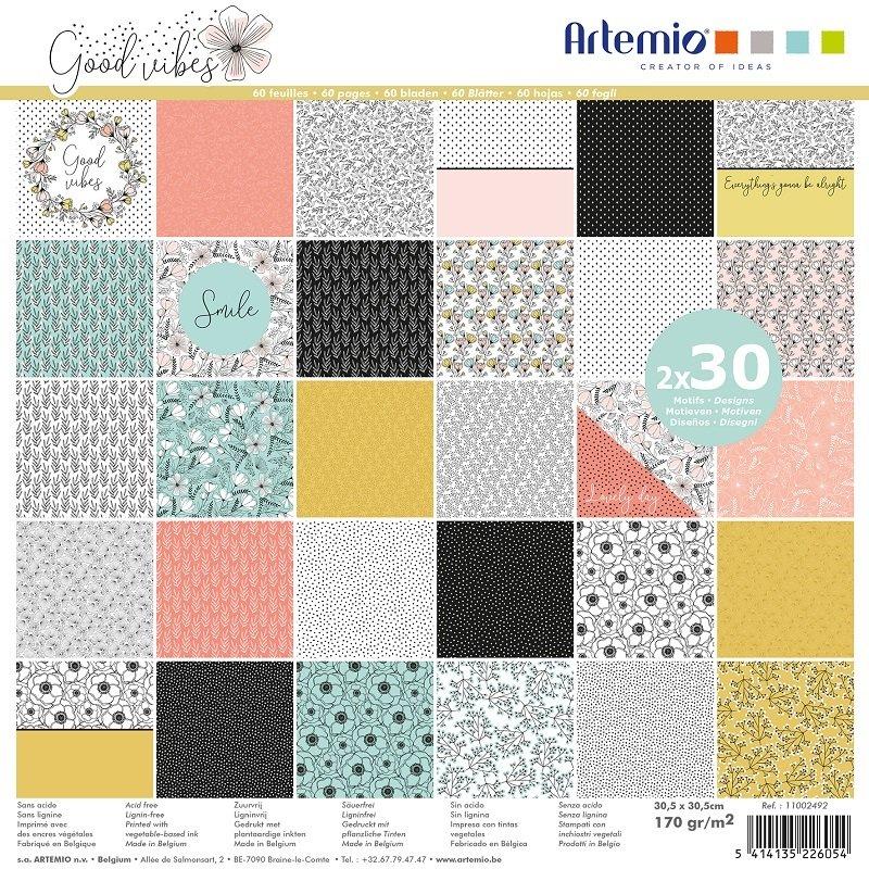 pack 60 hojas scrap good vibes