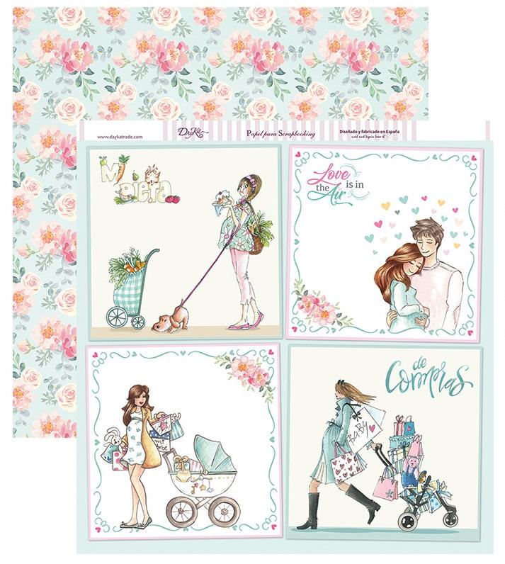 Papel scrap 30,5 x30,5 Escenas del embarazo
