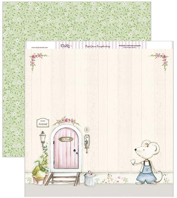 Papel scrap puerta Sr.Perez rosa 30,5 x 30,5 cm