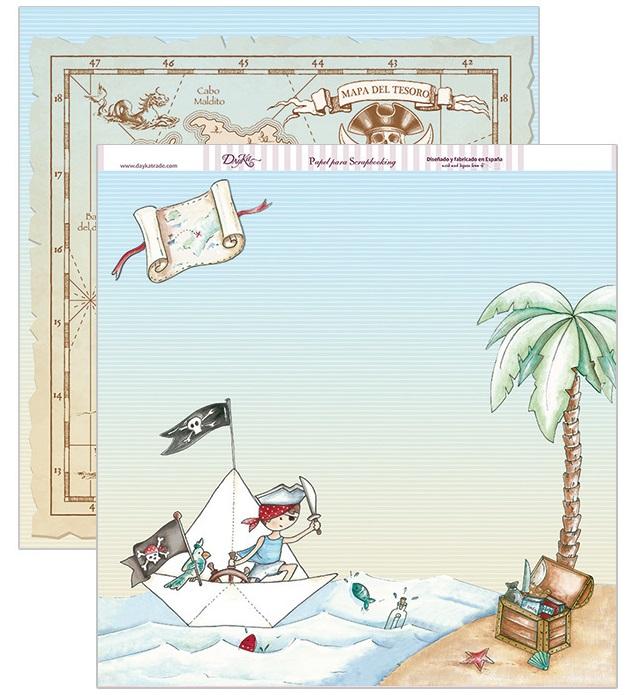 Papel scrap barco de papel 30,5 x 30,5 cm