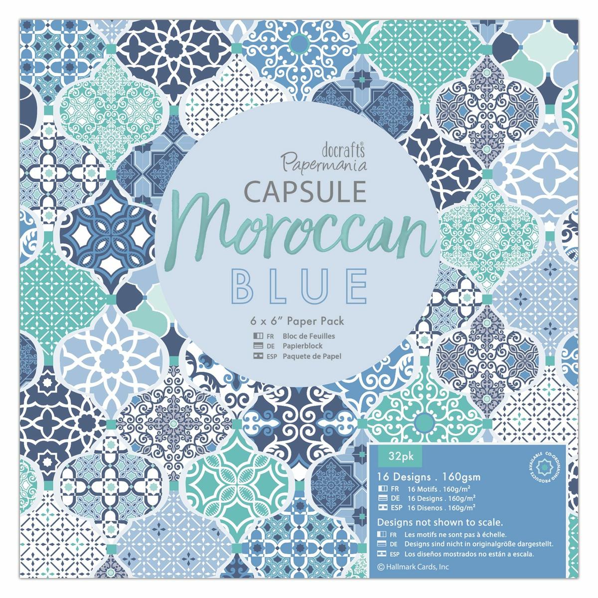 Pack 32 hojas scrap Moroccan Blue 6x6