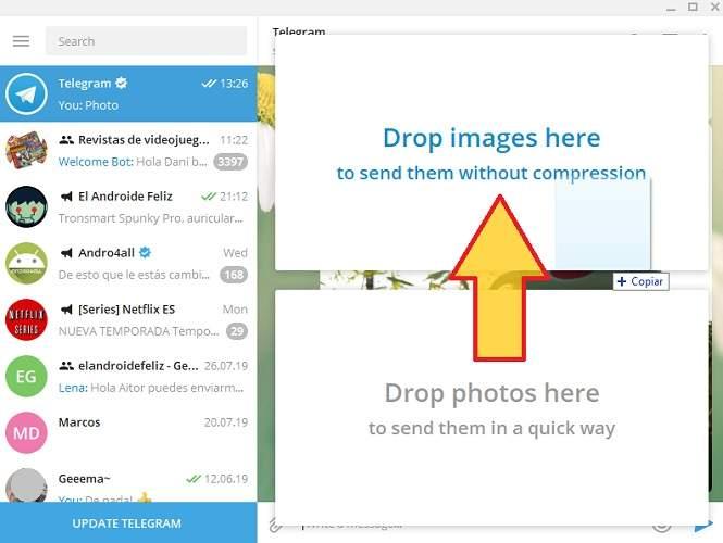 Mandar fotos e imagenes por Telegram sin perder calidad 