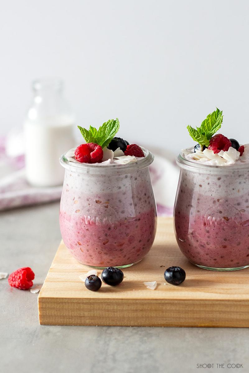 pudín de avena y frutos rojos