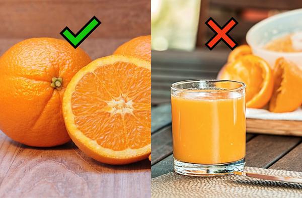 comer fruta zumo jugo engorda