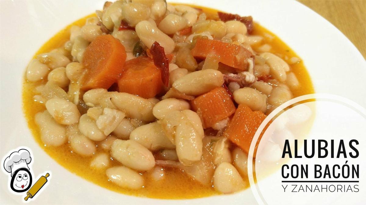Alubias, con bacón y zanahorias con Olla GM