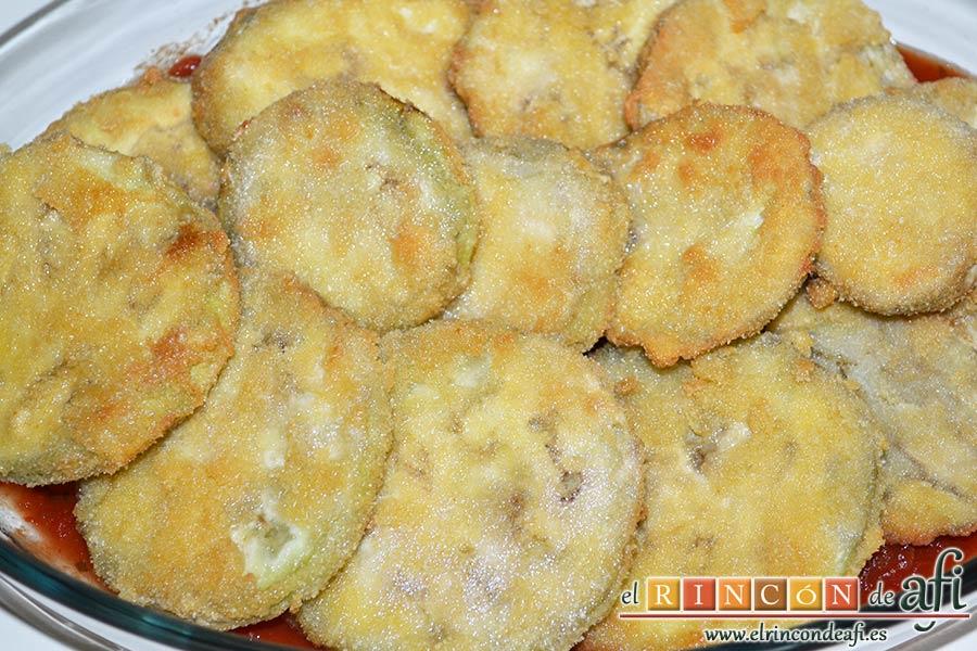 Berenjenas a la parmesana, hasta que cubran por completo