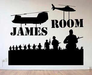 Vinilo de pared militar con tu nombre
