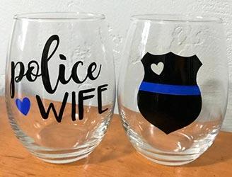 Vaso personalizado policía y esposa