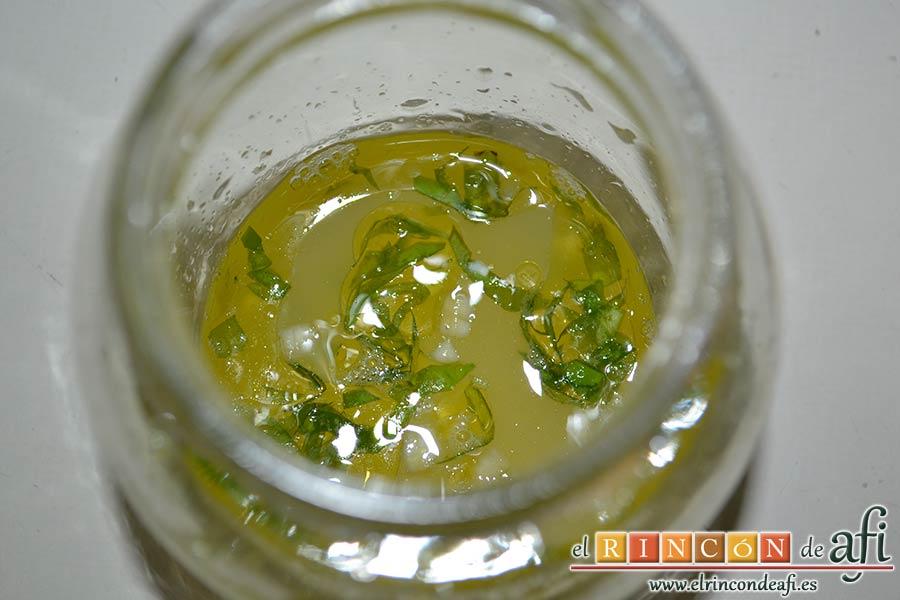 Secreto de cerdo a la plancha con verduras al horno, preparar el aliño