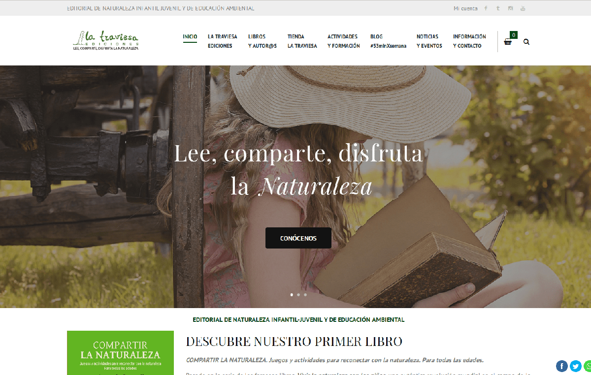 Portada de la página web de La Traviesa Ediciones